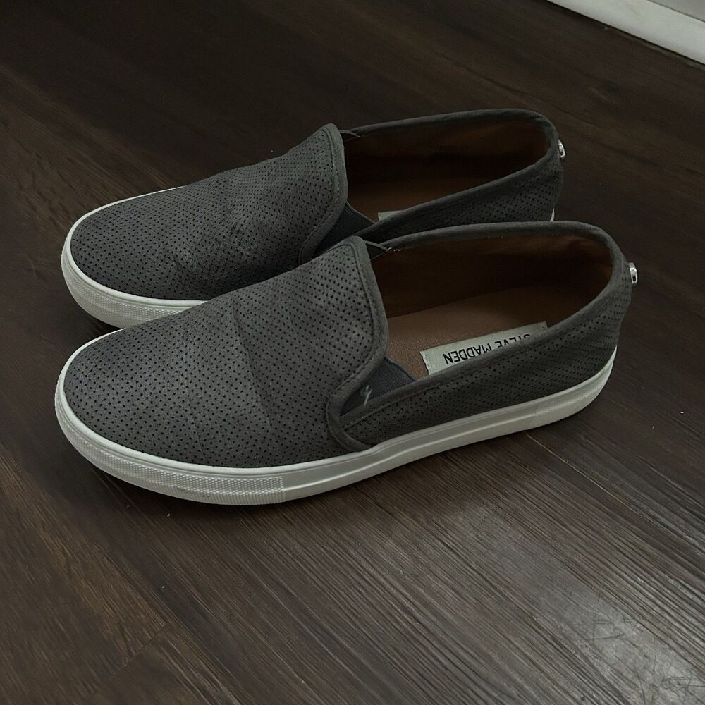 Steve Madden Women Perforated Sneaker Slip On Gray Size 8.5 Casual